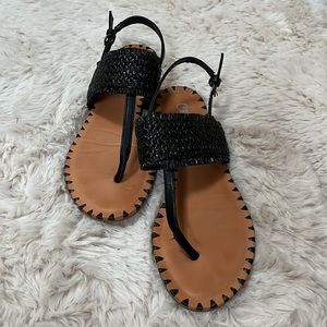 Black woven sandals by Carlos Santana, in exceptional condition, Size 8.5